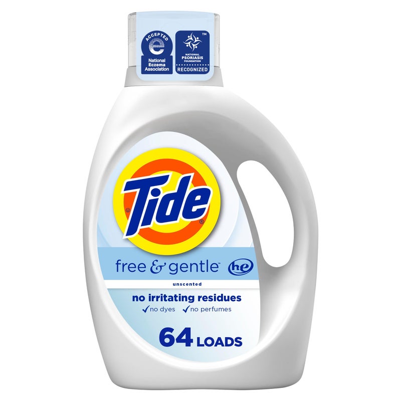 Tide Free & Gentle Liquid Laundry Detergent, 64 Loads, 84 fl oz, Tide Laundry Detergent, Clean Laundry Detergent - Image 1