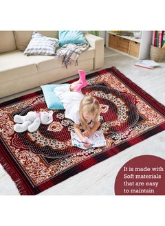 Kuber Industries Kuber Industries Carpet|Water Absorption Kalamkari Paisley Pattern Floor Mat|Velvet Sitting Carpet for Hall, Living Room, 5x7 Feet (Maroon)  - Image 4