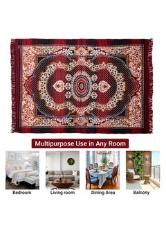 Kuber Industries Kuber Industries Carpet|Water Absorption Kalamkari Paisley Pattern Floor Mat|Velvet Sitting Carpet for Hall, Living Room, 5x7 Feet (Maroon)  - Image 5
