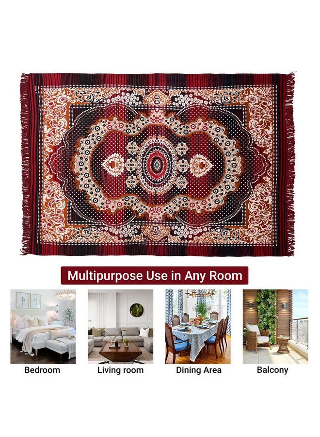 Kuber Industries Carpet|Water Absorption Kalamkari Paisley Pattern Floor Mat|Velvet Sitting Carpet for Hall, Living Room, 5x7 Feet (Maroon) - Image 5