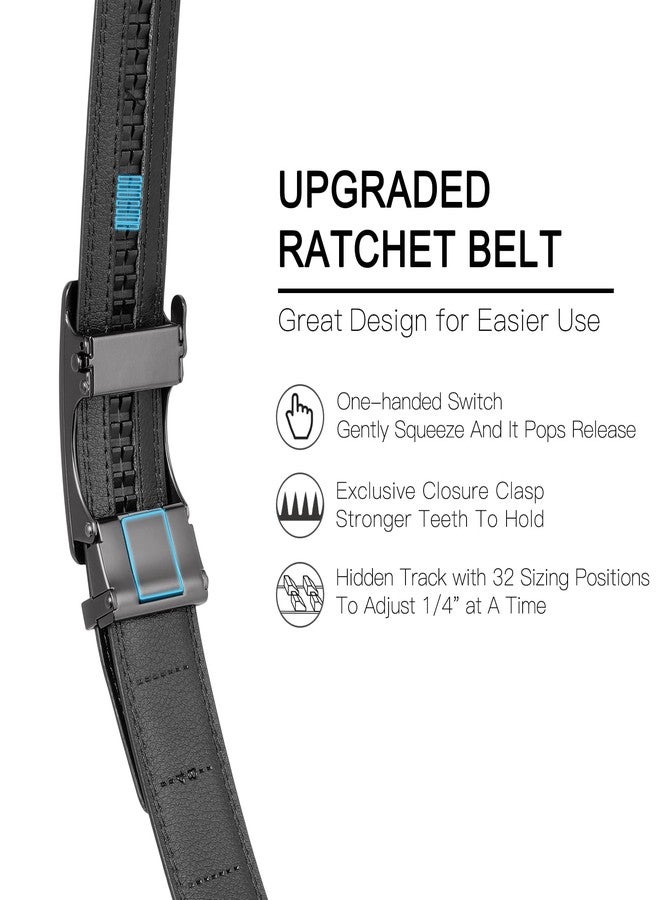 SENDEFN Men's Leather Belt Automatic Ratchet Buckle Slide Belt for Dress Casual Trim to Fit with Gift Box - Image 2