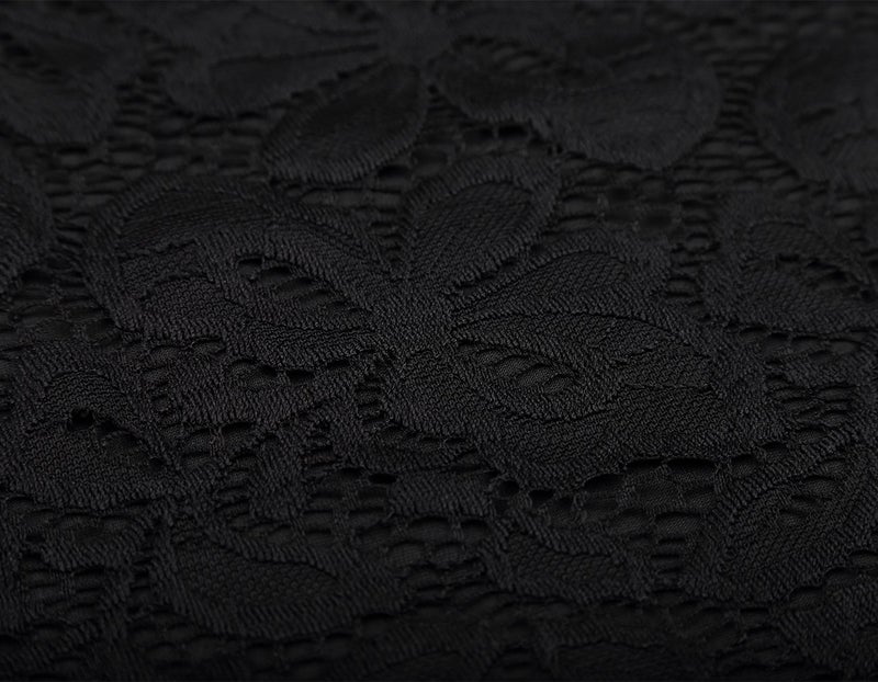 DJT Womens Off The Shoulder Tops Sexy Floral Lace Long Sleeve Slim Fit Shirts Dressy Casual Party Clubwear Outfits Black L - Image 5