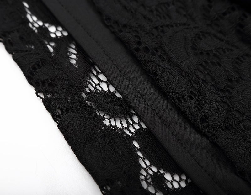 DJT Womens Off The Shoulder Tops Sexy Floral Lace Long Sleeve Slim Fit Shirts Dressy Casual Party Clubwear Outfits Black L - Image 4