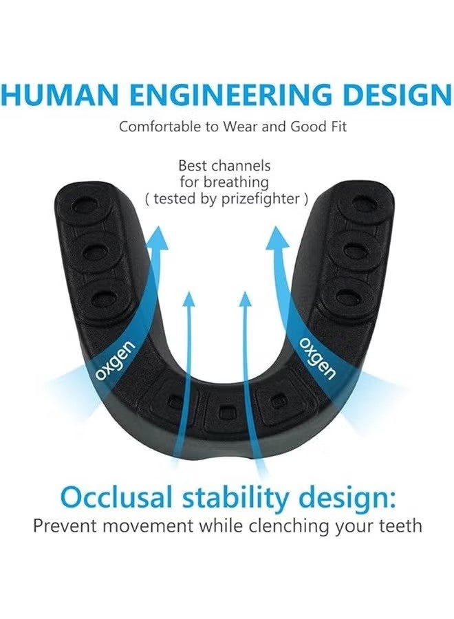 2 PCS Sports Sports Shield Gum Shield مع Case ، لرجبي الملاكمة للفنون القتالية الهوكي MMA karate taekwondo وغيرها من الرياضات الاتصال (White + Black) - Image 2