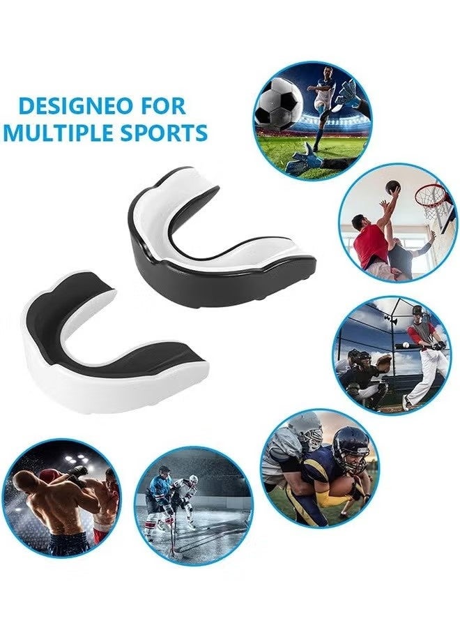 2 PCS Sports Sports Shield Gum Shield مع Case ، لرجبي الملاكمة للفنون القتالية الهوكي MMA karate taekwondo وغيرها من الرياضات الاتصال (White + Black) - Image 4
