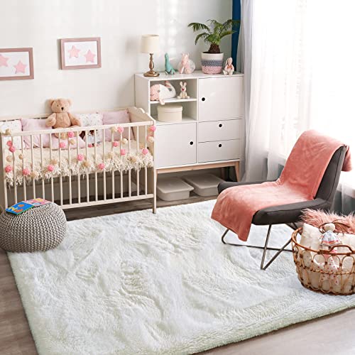 Jelymark Super Soft Shaggy Rug for Bedroom, 5x8 Feet Fluffy Carpet for Living Room, Fuzzy Indoor Plush Area Rug for Home Decor, Furry Floor Rugs for Dorm, Kids Nursery Rug for Girls, Cream White - Image 4