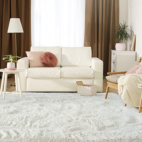 Jelymark Super Soft Shaggy Rug for Bedroom, 5x8 Feet Fluffy Carpet for Living Room, Fuzzy Indoor Plush Area Rug for Home Decor, Furry Floor Rugs for Dorm, Kids Nursery Rug for Girls, Cream White - Image 2