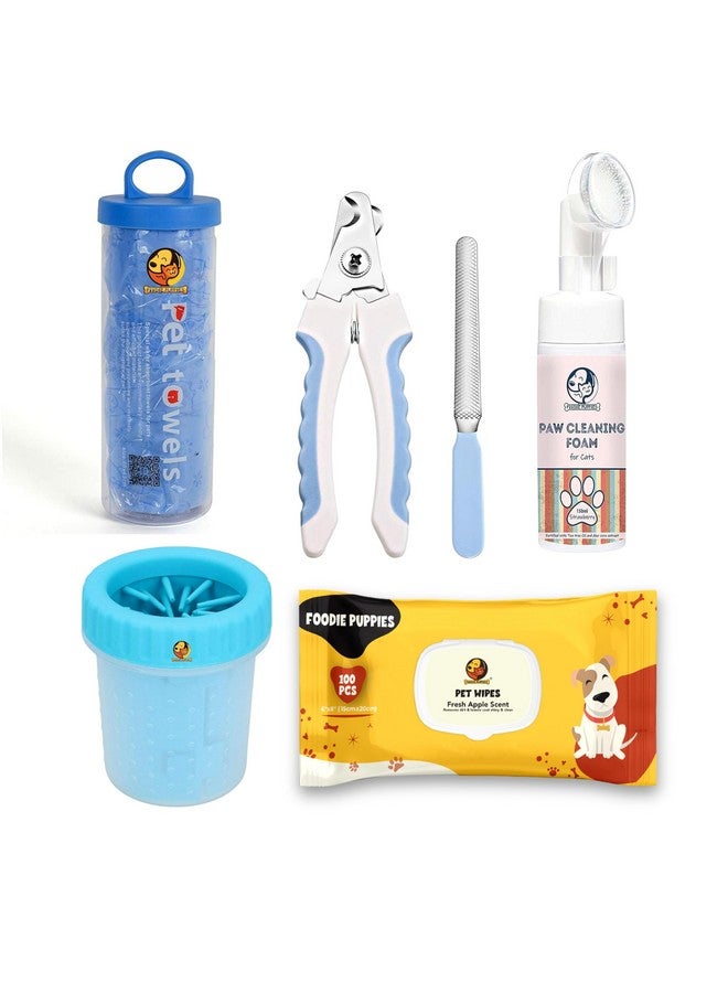 Pet Paw Care 5-In-1 Kit For Cats & Kittens (Perfect Paw Gift Box) | Paw Cleaning Foam, Fresh Apple Wet Wipes, Towel, Nail Clipper & Paw Cleaner Cup (Color May Vary) - Image 1