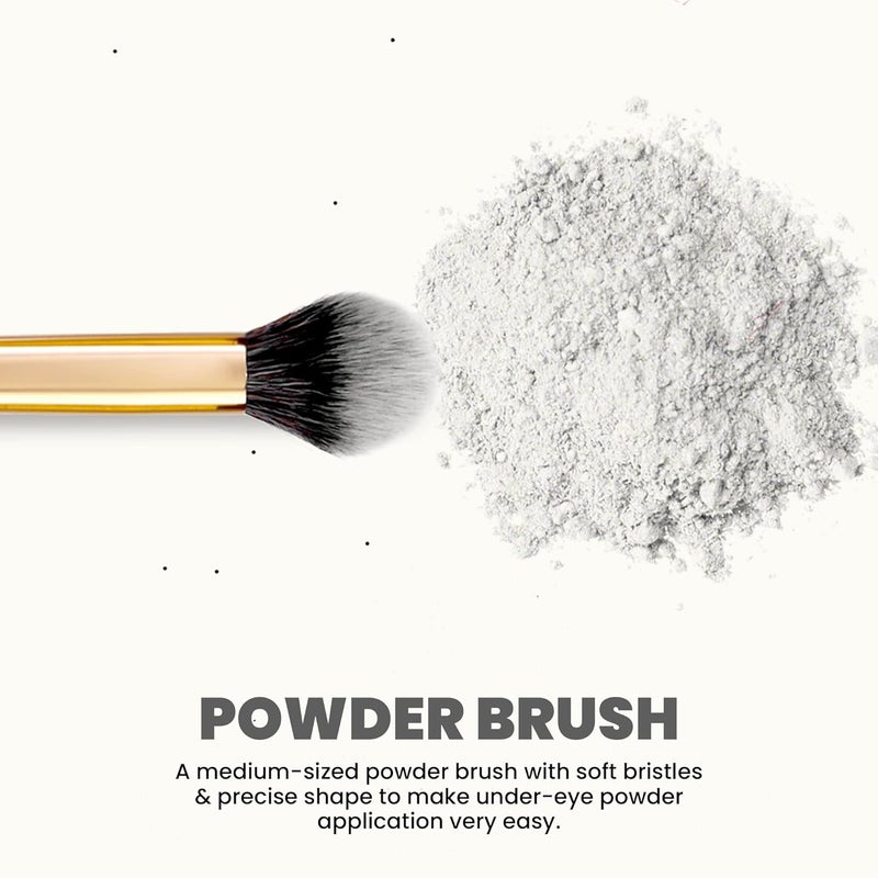 Mars MARS Artists Arsenal Professional Powder make up Brush for Face Feather Soft Touch Precise Synthetic Bristle Luxe Packaging makeup brush Golden - Image 2
