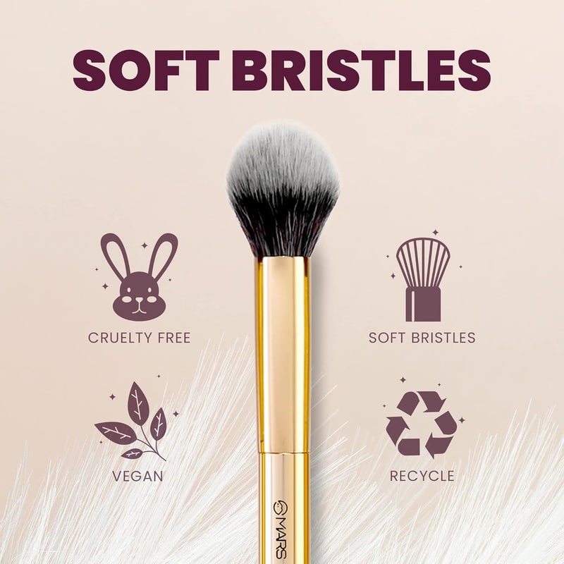Mars MARS Artists Arsenal Professional Powder make up Brush for Face Feather Soft Touch Precise Synthetic Bristle Luxe Packaging makeup brush Golden - Image 4