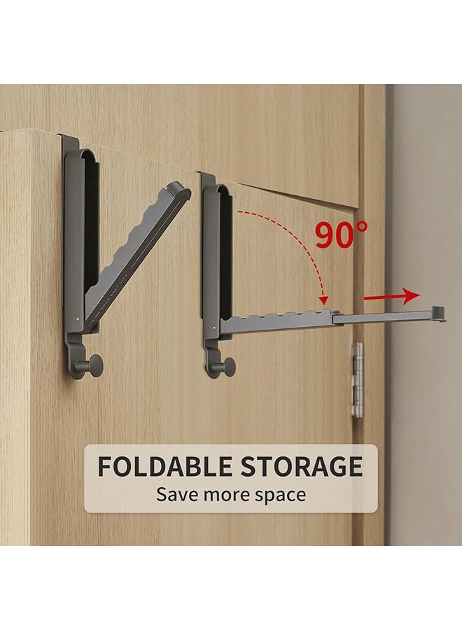 YelaJoy Over The Door Hooks Hanger Fit Door up to 1 3/4" Optimal 2pc, Drying Rack with 6 Groves,Over The Door Hanger with Retractable Rod,Foldable Space-Saving Over Door Organizer for Clothes, Coats, Hats, Bags, Towels(Grey, 2 Pack,10.63"x13.39")  - Image 5