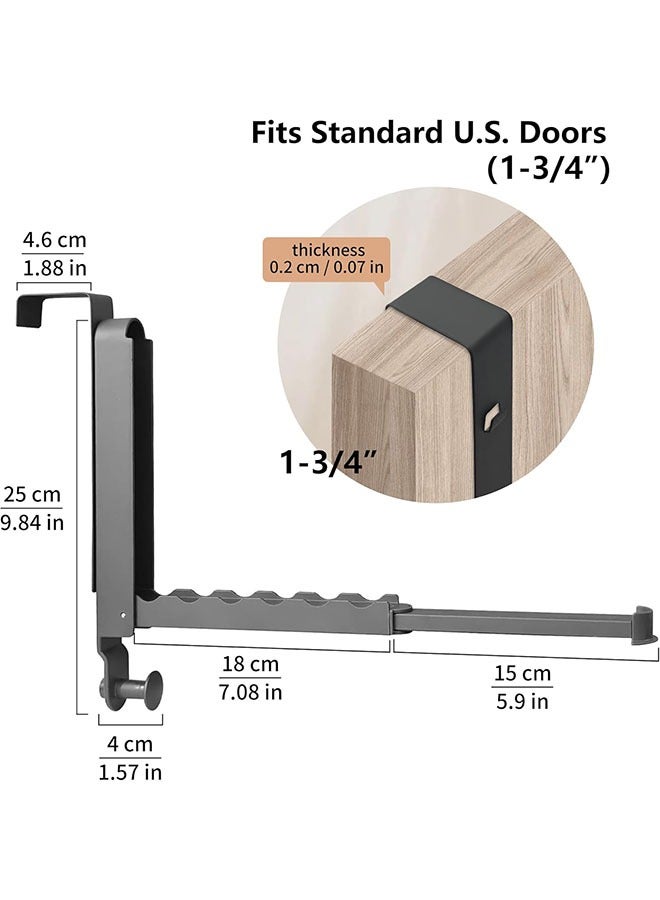 YelaJoy Over The Door Hooks Hanger Fit Door up to 1 3/4" Optimal 2pc, Drying Rack with 6 Groves,Over The Door Hanger with Retractable Rod,Foldable Space-Saving Over Door Organizer for Clothes, Coats, Hats, Bags, Towels(Grey, 2 Pack,10.63"x13.39")  - Image 2