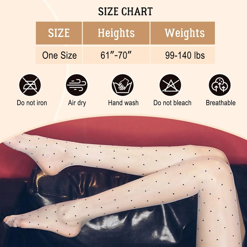 MESU Polka Dot Patterned Tights Thigh High Pantyhose Stocking White - Image 2