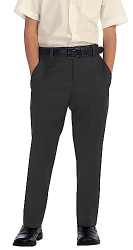 Gioberti Boys Flat Front Dress Pants, Charcoal, 16 - Image 1