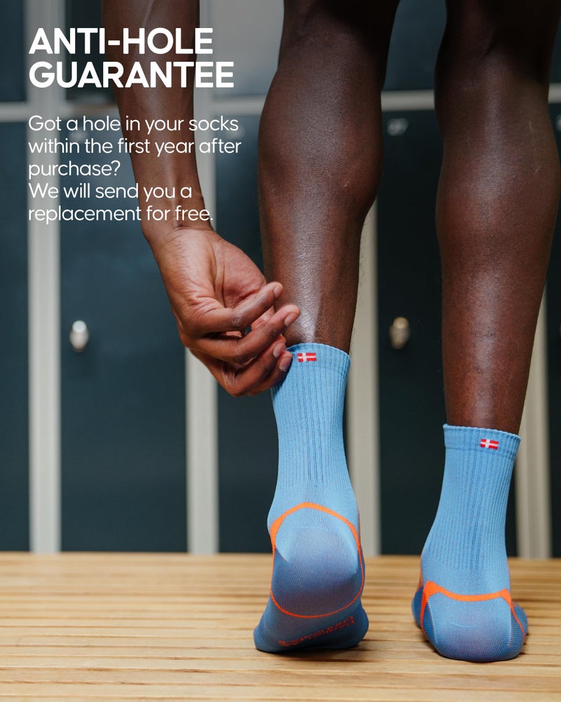 DANISH ENDURANCE 3 Pack Quarter Athletic Socks, Breathable for Men & Women, Blue/Orange, US Women 11-13 // US Men 9.5-12.5 - Image 4