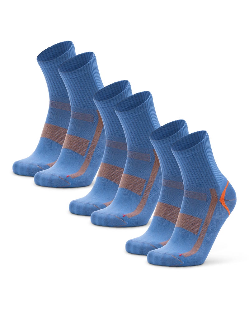 DANISH ENDURANCE 3 Pack Quarter Athletic Socks, Breathable for Men & Women, Blue/Orange, US Women 11-13 // US Men 9.5-12.5 - Image 1