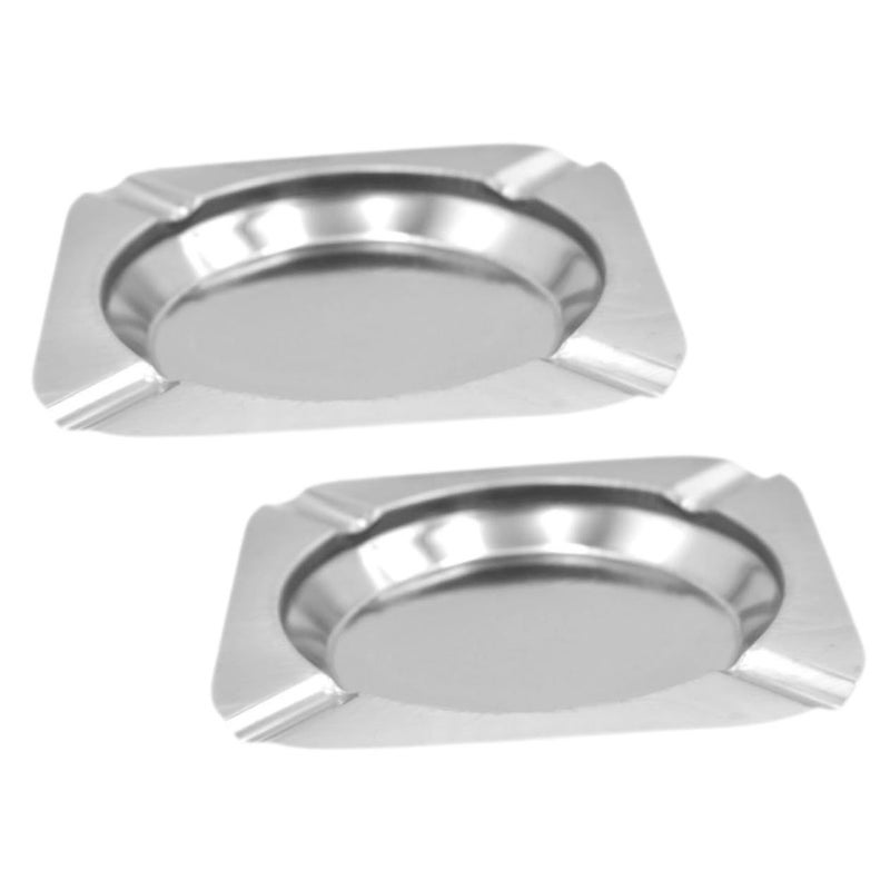 4 Sets Vintage Stainless Steel Square Tabletop Ashtray Holders with Slots for Outdoor Use Car Smokers - Image 4
