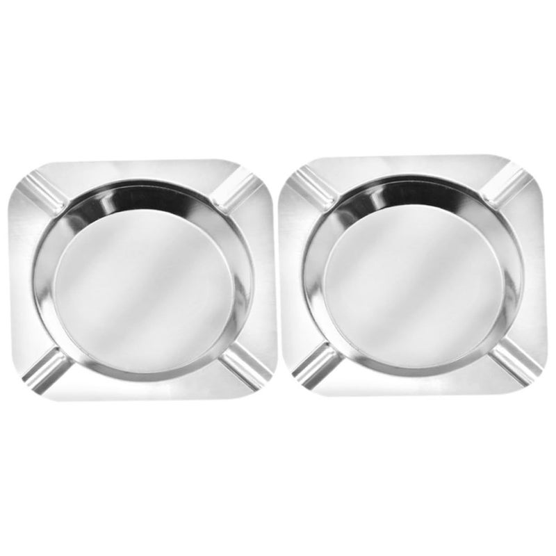 4 Sets Vintage Stainless Steel Square Tabletop Ashtray Holders with Slots for Outdoor Use Car Smokers - Image 3