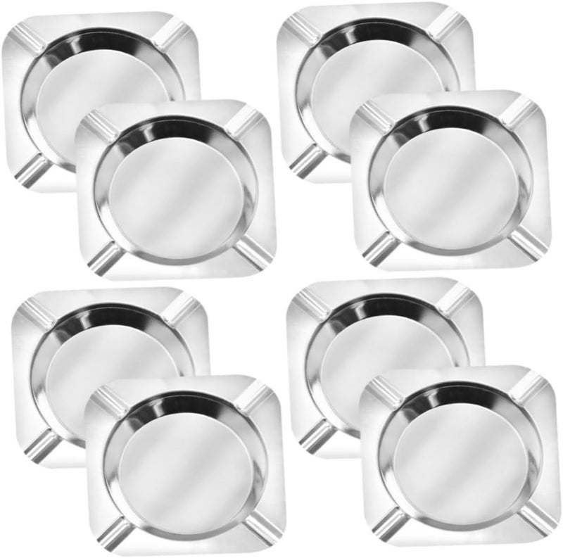 4 Sets Vintage Stainless Steel Square Tabletop Ashtray Holders with Slots for Outdoor Use Car Smokers - Image 1