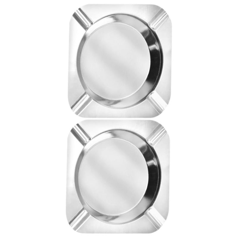 4 Sets Vintage Stainless Steel Square Tabletop Ashtray Holders with Slots for Outdoor Use Car Smokers - Image 5
