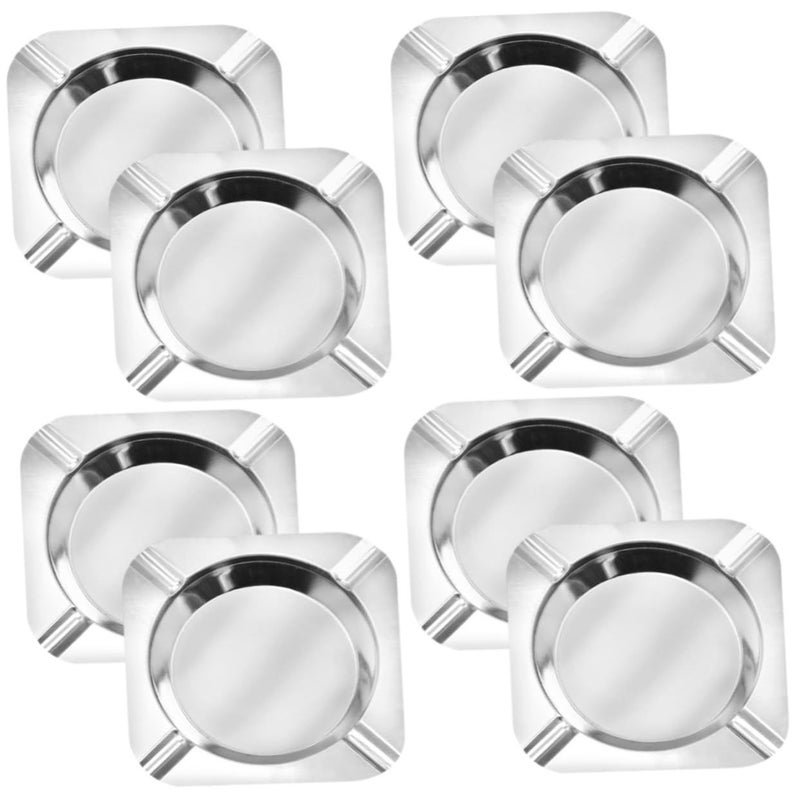 4 Sets Vintage Stainless Steel Square Tabletop Ashtray Holders with Slots for Outdoor Use Car Smokers - Image 2