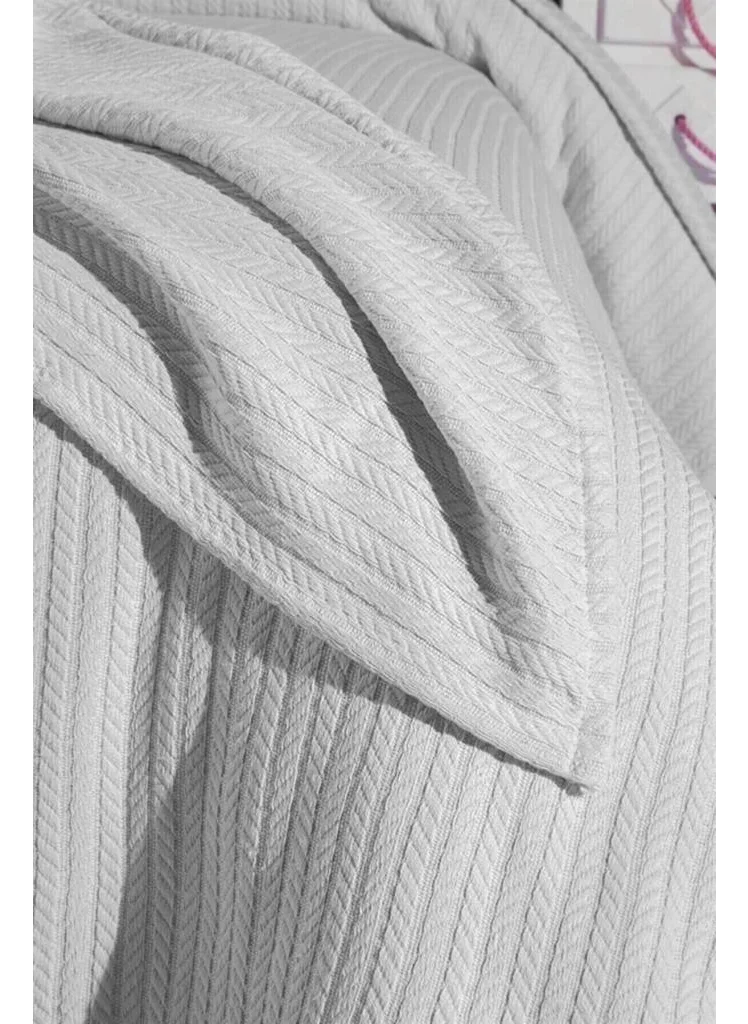 Mulberry Knitted Pique Blanket 100% Cotton Thick Yarn Soft Double 220*240 - White