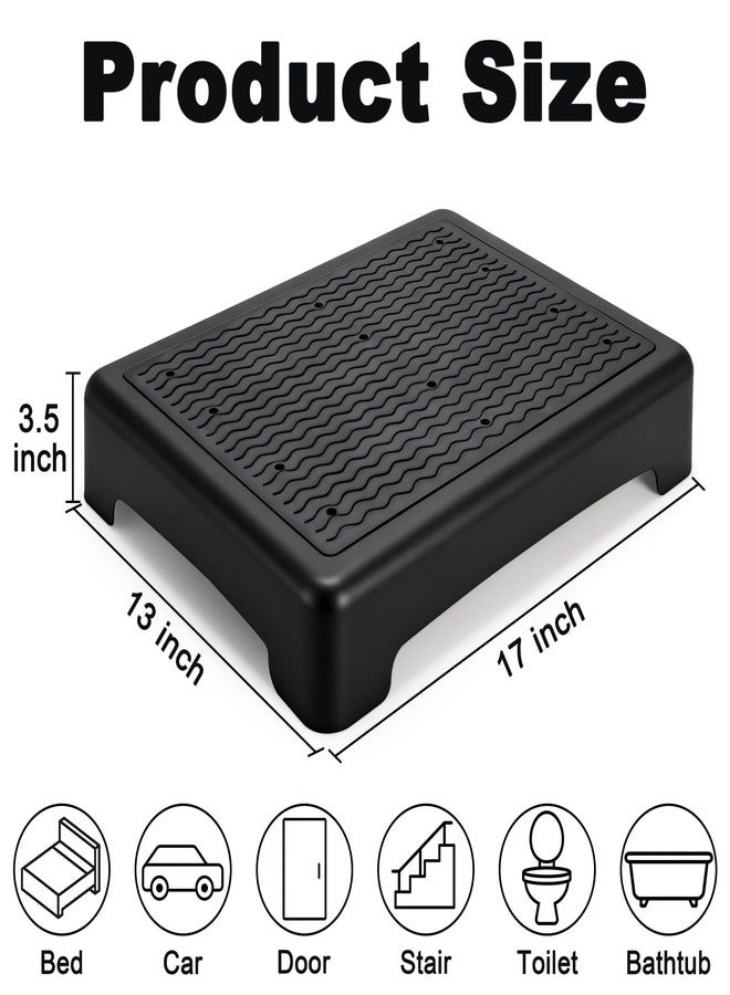 Lawei Mobility One Step Stool for Elderly/Adult, 3.5 Inch Plastic Platform Step Stool with Non-Slip Ribbed, Portable Wide Half Step Stools for Car, Bed, Stairs, Bathroom, Indoor Outdoor, Holds 400Lbs - Image 2
