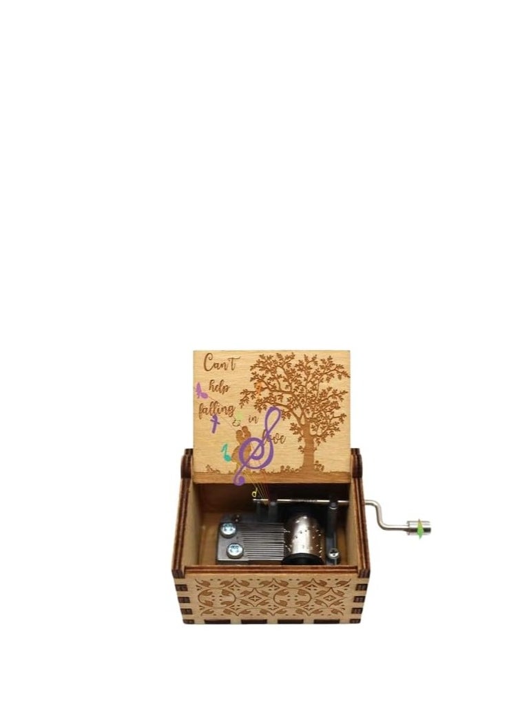 MySouqEg Store Can't Help Falling in Love Wood Music Box, Laser Engraved Vintage Wooden Hand Crank Music Boxes Gifts for Valentine's Day/Anniversary/Wedding/Birthday/Christmas (Tree)  - Image 5