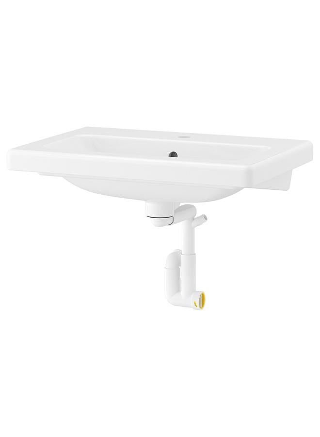 Zaboon Wash-Basin With Water Trap, White, 64X43 Cm - Image 1