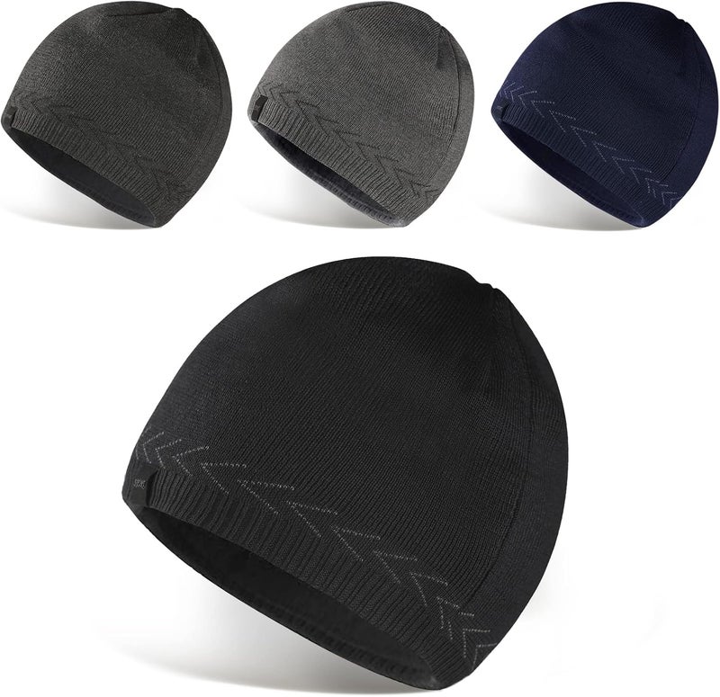 OMECHY Mens Winter Warm Knitting Hats Plain Skull Beanie Cuff Toboggan Knit Cap - Image 1