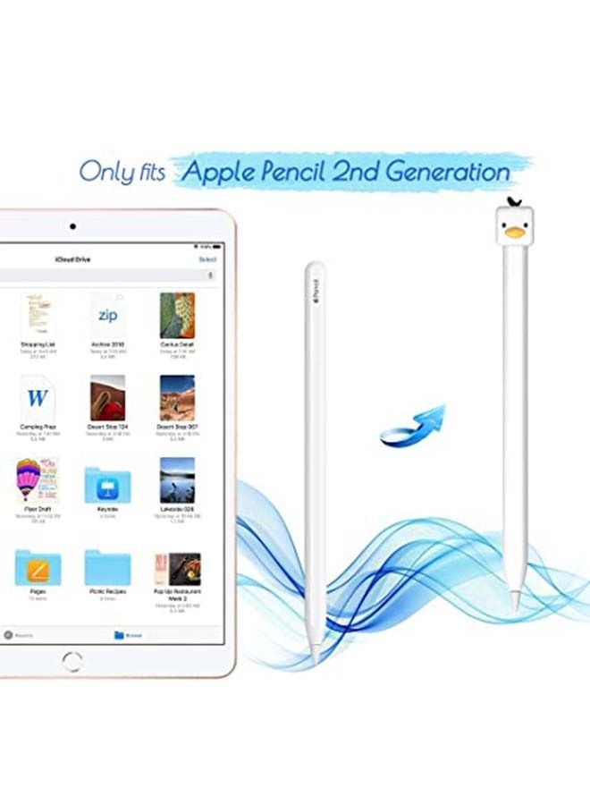 Cute Duck Silicone Sleeve For Apple Pencil 2st Generation White  - Image 4