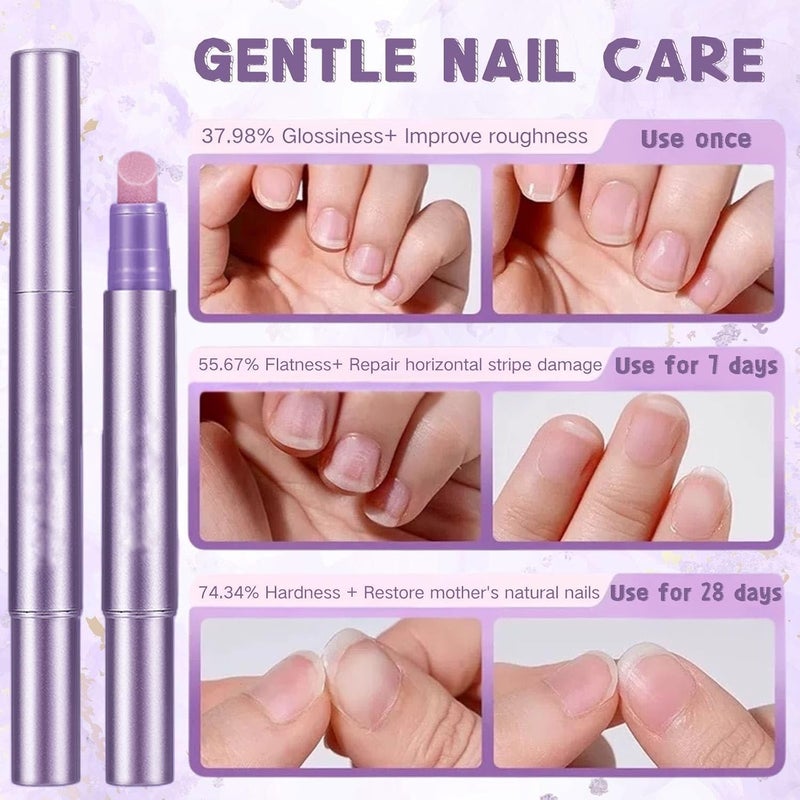 YOOJ ® 2 Pcs Cuticle Oil Pusher Pens, 4 in 1 Ceramic Cuticle Remover & Cuticle Oil in a Pen, Nail Care Tool for Hangnails & Dry Damaged Nails, Nail Care Tool for Repair Nourish Nails - Image 3