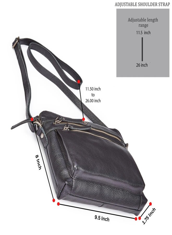 Cochoa Leather Crossbody bags for Women Small Genuine Nappa Purse Multi Zip Pocket Travel Sling Handbag Adjustable Strap (Black Nappa) - Image 3
