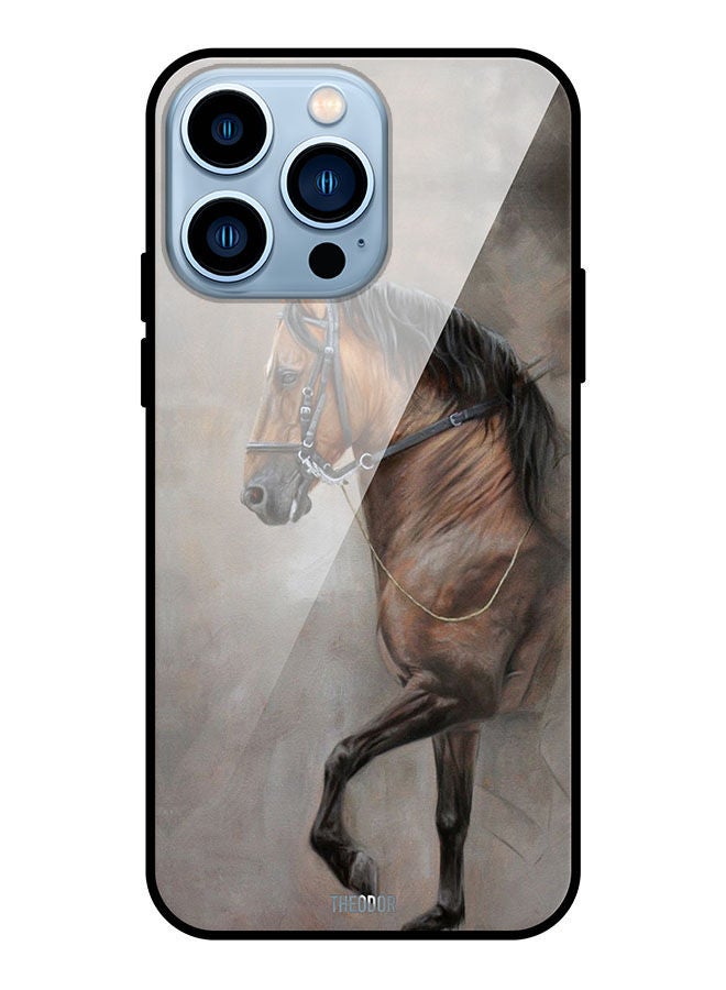 Theodor Protective Tempered Glass Case Cover For Apple iPhone 13 Pro Walking Horse - Image 1