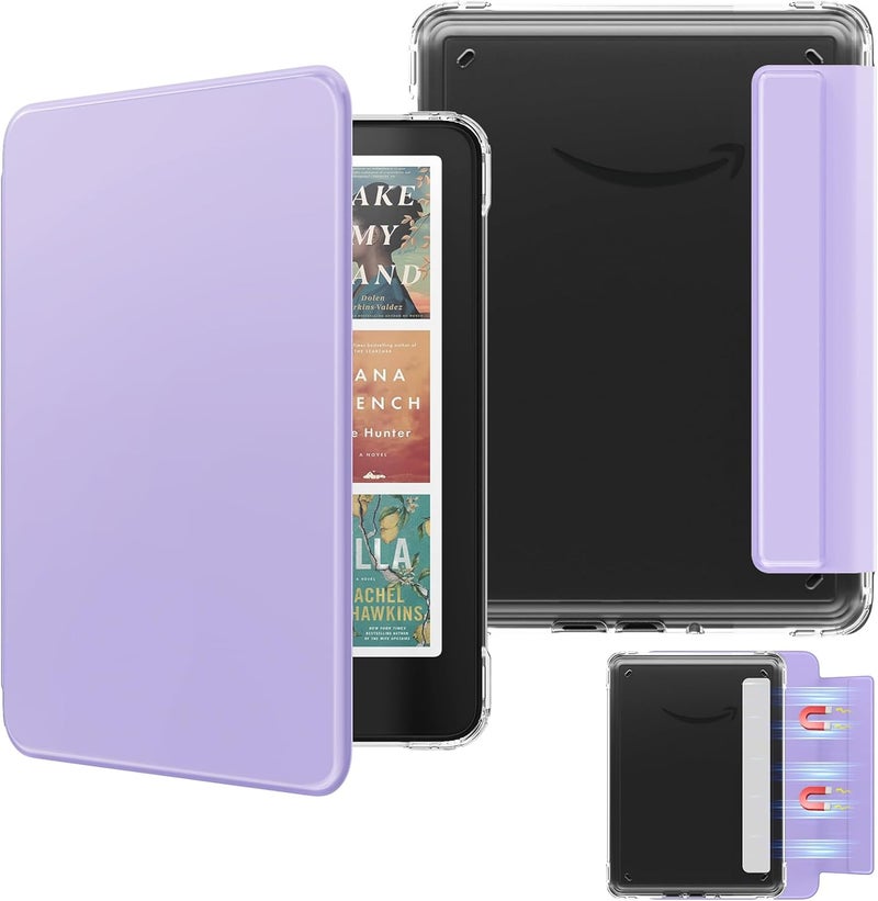 MoKo Detachable Magnetic Case for All-new 7" Kindle Paperwhite 12th Generation 2024 & Kindle Colorsoft 2024/2025,Ultra Clear Back Scratch-Proof Light & Shell Cover with Auto Wake/Sleep, Lilac - Image 1