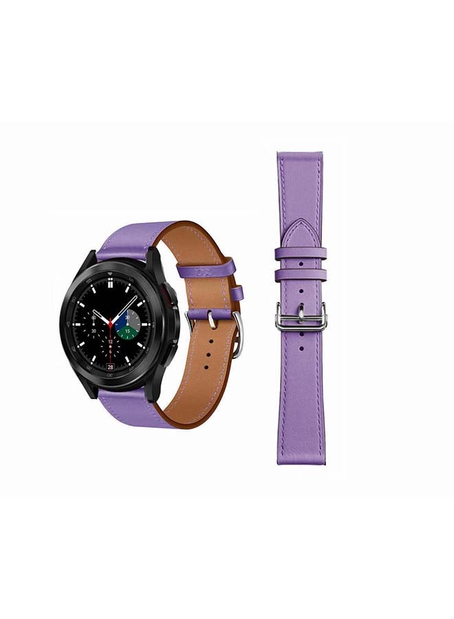 Perfii Genuine Leather Replacement Band for Samsung Galaxy Watch4 42/46mm Purple - Image 1
