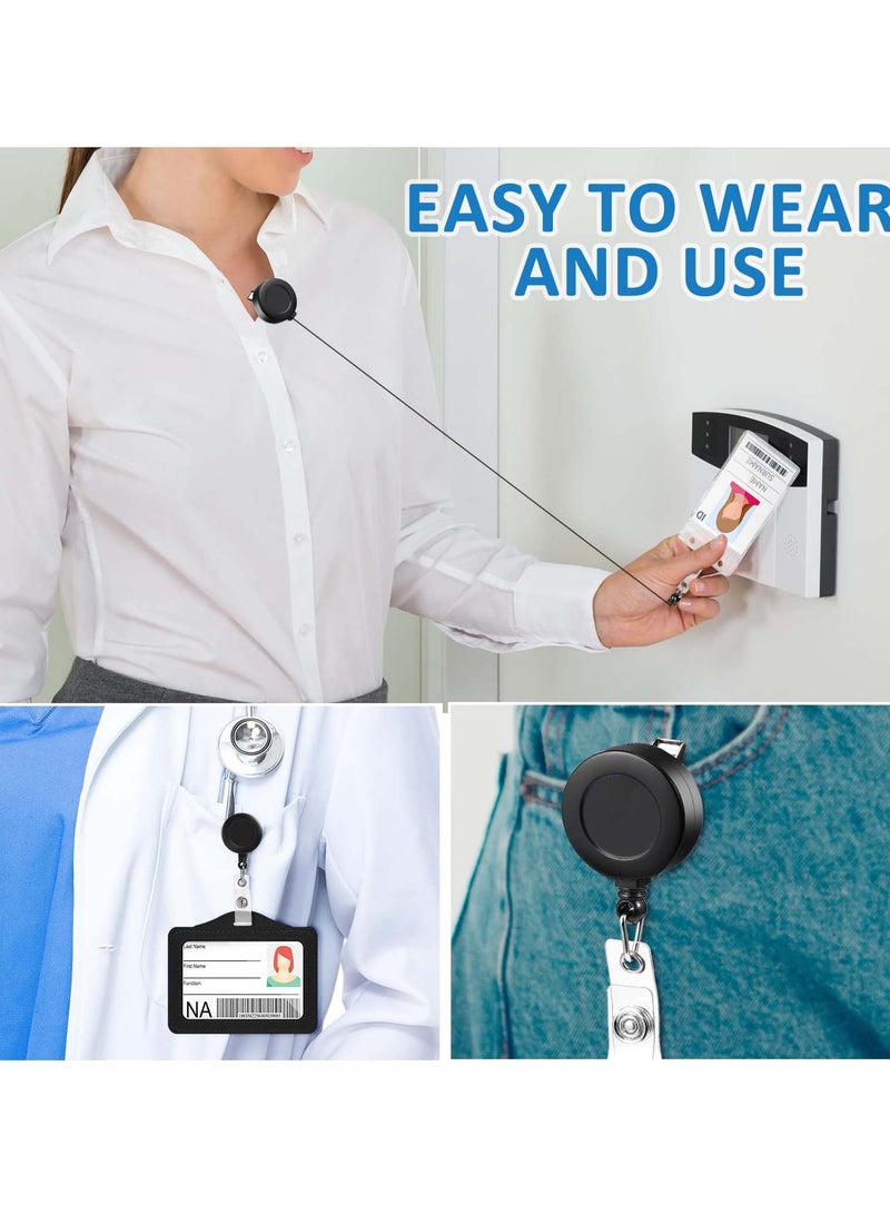 SYOSI 10 Pieces Retractable Badge Holder Reels with Swivel Alligator Clip, ID Card Holder Name Badge Reel Clips for Students Teachers Office Workers Clear - Image 3