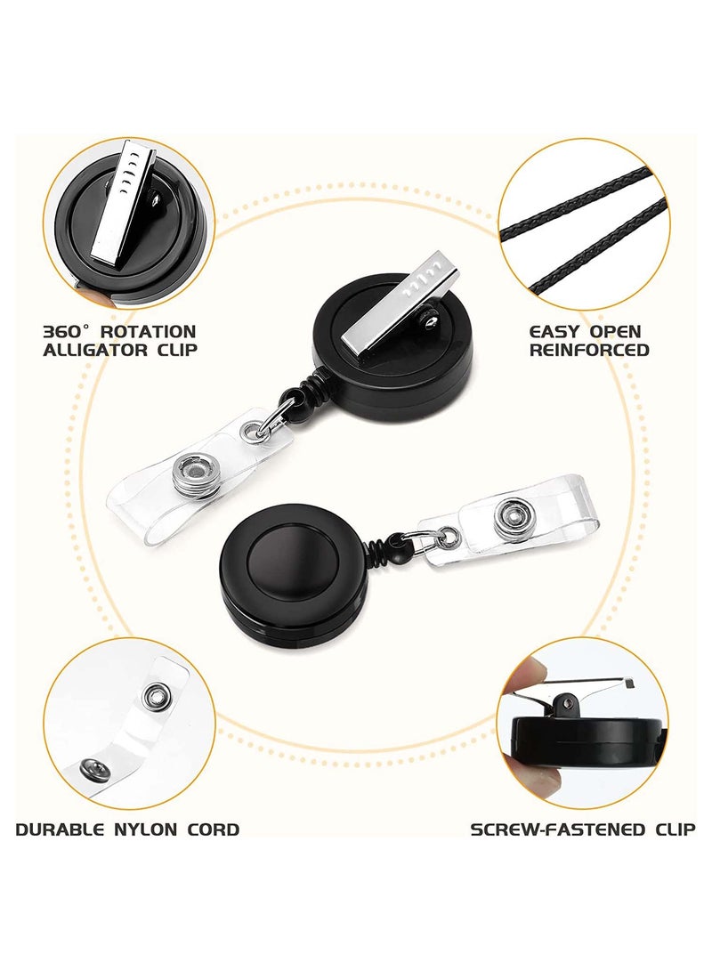 SYOSI 10 Pieces Retractable Badge Holder Reels with Swivel Alligator Clip, ID Card Holder Name Badge Reel Clips for Students Teachers Office Workers Clear - Image 4