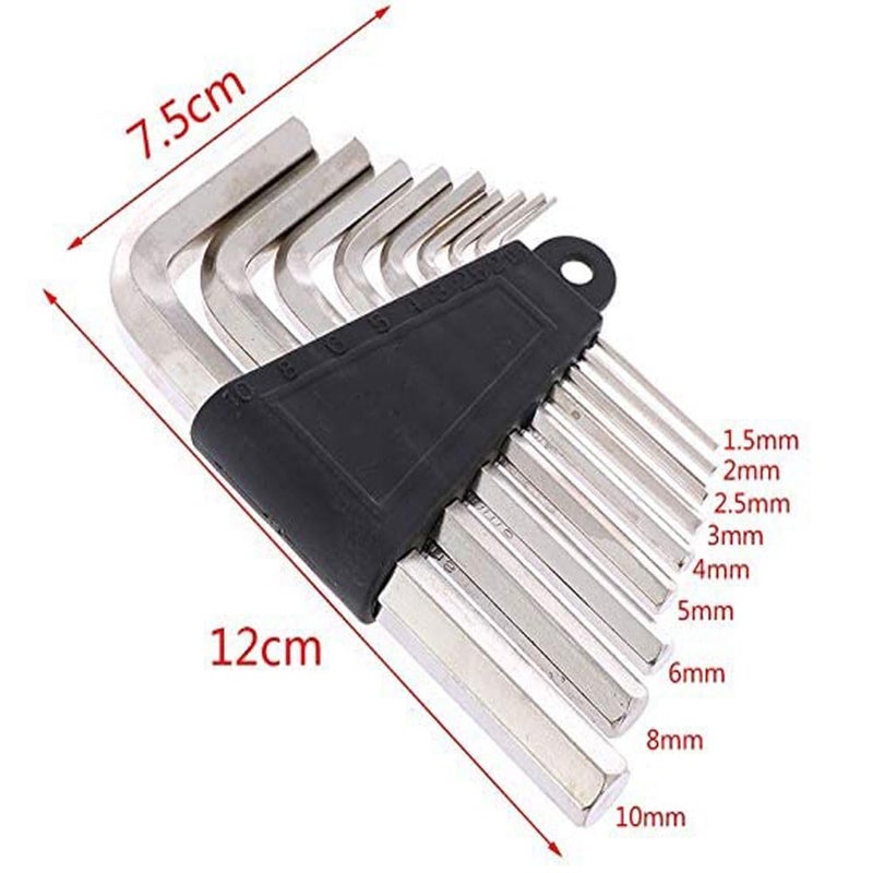 MLD MLD Flat Head Small Allen Key Wrench Set 9Pcs Size 15mm to 6mm L Shape Hex Short Arm Tool Portable Bicycle Allen keys MDKTR105Pack of 1  - Image 2
