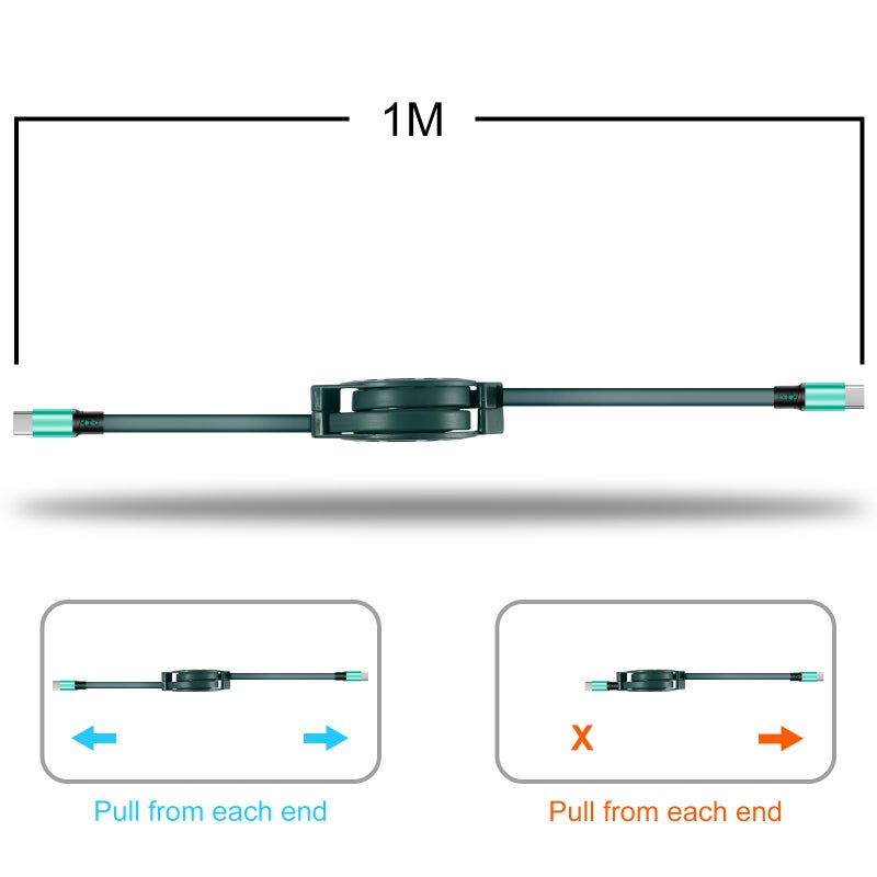 SDBAUX USB C Cable,60W Retractable C to C Fast Charging Cable,Type C Charger Cord for iPhone 16 15 Pro Max, iPad Air 4, Galaxy S24 S23 Android iOS Type C Cell Phones Tablets Universal Use (2Pack/Grey) - Image 5