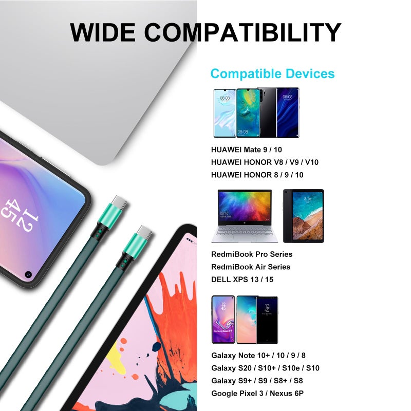 SDBAUX USB C Cable,60W Retractable C to C Fast Charging Cable,Type C Charger Cord for iPhone 16 15 Pro Max, iPad Air 4, Galaxy S24 S23 Android iOS Type C Cell Phones Tablets Universal Use (2Pack/Grey) - Image 3