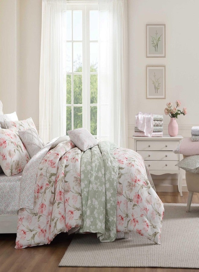 Laura Ashley - Euro Sham, 100% Cotton with Contrast Border, Throw Pillow Cover for Bed or Couch, Oeko-Tex Certified (Mila Pink, 26" x 26") - Image 4