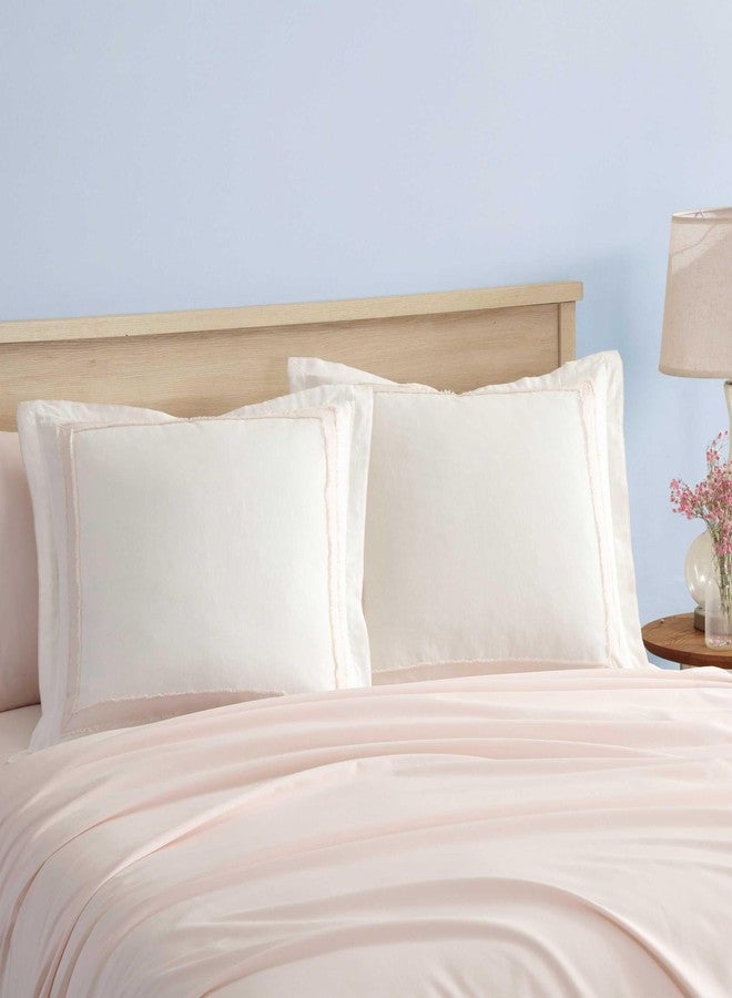 Laura Ashley - Euro Sham, 100% Cotton with Contrast Border, Throw Pillow Cover for Bed or Couch, Oeko-Tex Certified (Mila Pink, 26" x 26") - Image 1