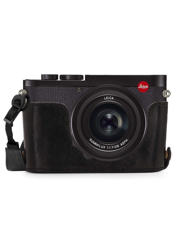 MegaGear MG1718 Ever Ready Genuine Leather Camera Half Case Compatible with Leica Q2 - Black