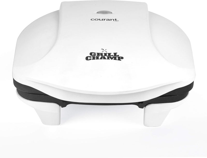COURANT 2-Serving Classic Plate Electric Indoor Grill and Panini Press, Contact Grill Champ, White - Image 1