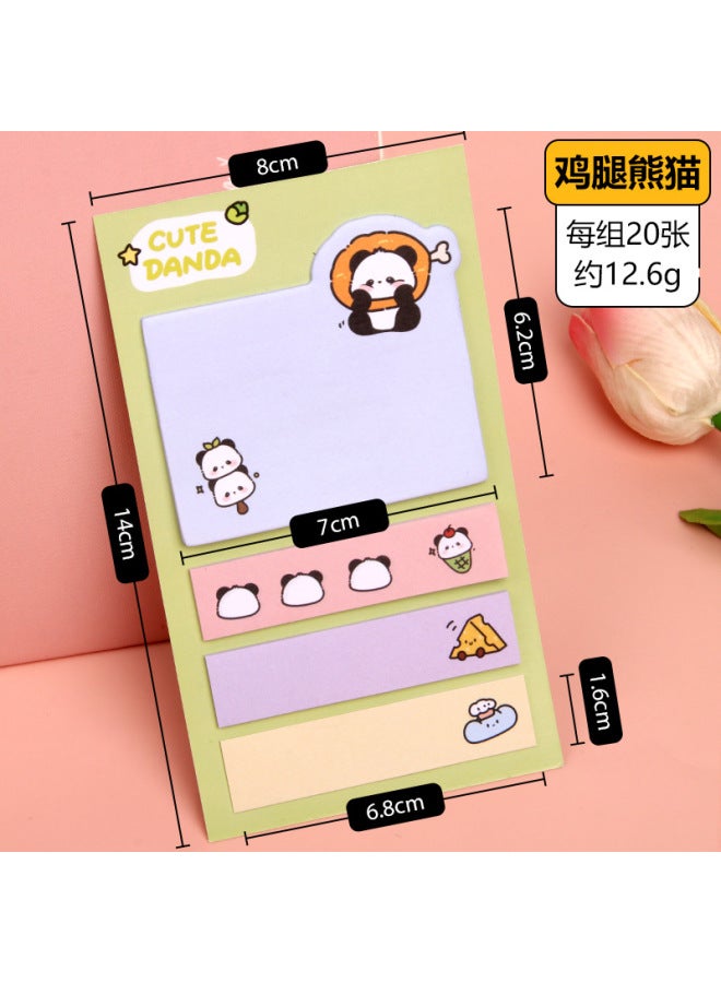 HELPS Cartoon Panda Combination Index Stickers Creative Students Cute High-value Sticky Notes Message Notes Can Be Pasted N Times - Image 1
