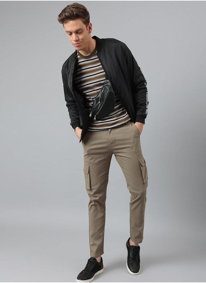 Dennis Lingo - Black Regular Fit Men's Solid Rib Collar Polyester Jacket with Zipper Closure - Image 1