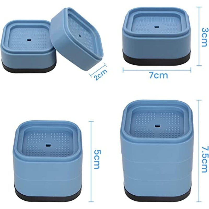 SPOLIK 3-Inch Stackable Bed Risers & Adjustable Furniture Leg Extenders.Anti-Slip, Vibration-Absorbing Beds,Desks, Sofas,Tables,Chairs Refrigerators Noise Cancelling,Washing Machine Pads (Pack of 4) - Image 3