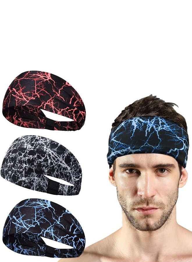 Generic 3Pcs Sweat Absorbent Sports Headband Elastic Non slip Headband Suitable For Sports Running Fitness Basketball Tennis And Yoga - Image 1