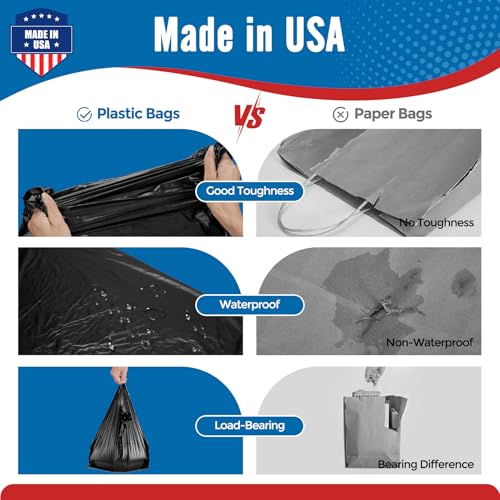 Fuxury 500 Count Plastic T-shirt Bags Black 11.5" x 6.5" x 21", Grocery, Trash, Take Out, To Go, Restaurants, Retail Shopping Bags in Bulk for Small Business (Made in USA) - Image 5
